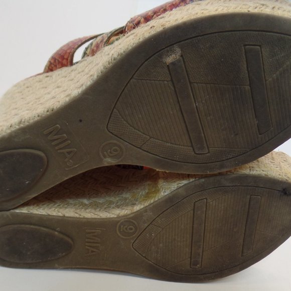 MIA "Rasinette" 4.5" Jute Wedge Animal Print Criss Cross Open Toe Sandals Sz 9 - Picture 7 of 11